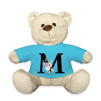 Lettre m floral violet - Nounours - bleu outremer - Devant