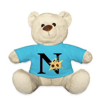 Buchstabe n blumige Sonnenblume - Teddy - Atollblau - Vorne