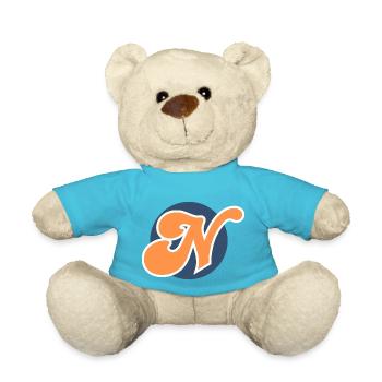 Letter n orange sport - Teddy Bear - atoll blue - Front