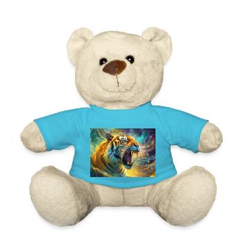Tigre rugissant coloré - Nounours - bleu outremer - Devant