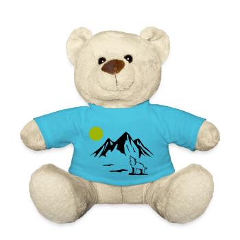 Wolf Full Moon - Teddy Bear - atoll blue - Front