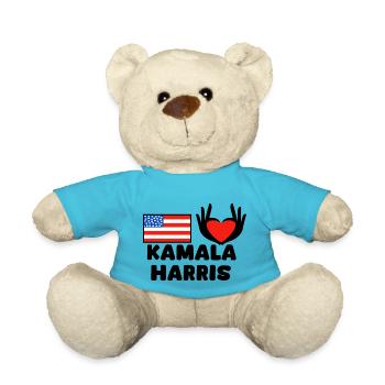 Heart Hand - America - Kamala Harris - American - Teddy Bear - atoll blue - Front