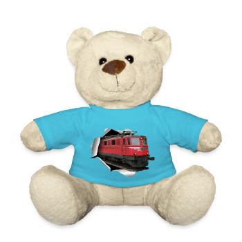 La locomotive Re6/6 brise le papier - Nounours - bleu outremer - Devant