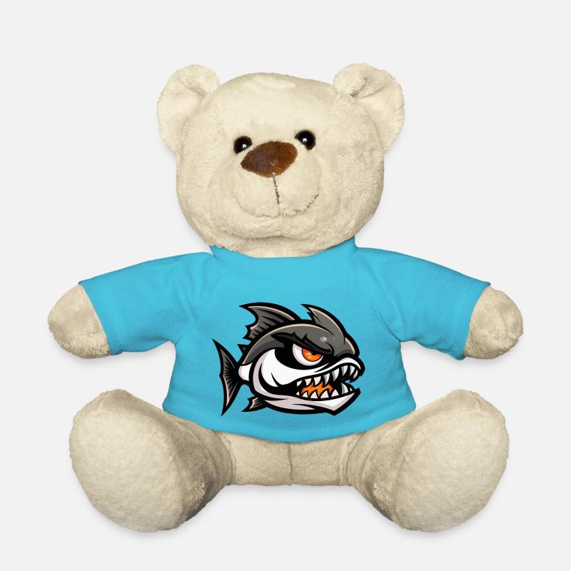 Piranha Fish Comic - Teddy Bear - atoll blue