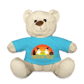 Trick or Treat - Halloween Ghosts and Pumpkins - Teddy Bear - atoll blue - Front