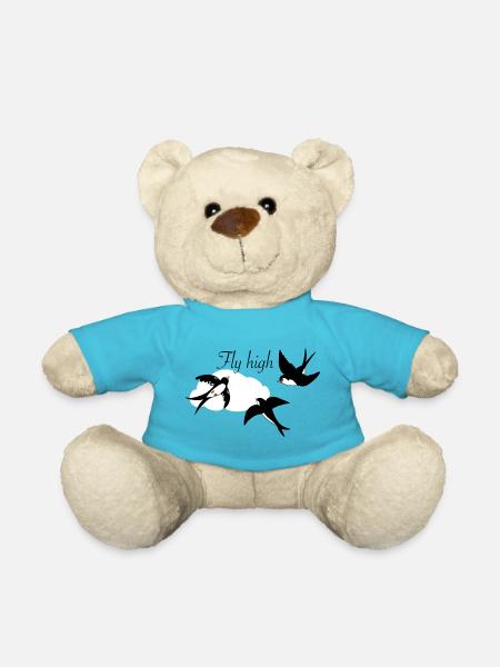 Stylish swallows in flight with cloud - Teddy Bear - atoll blue