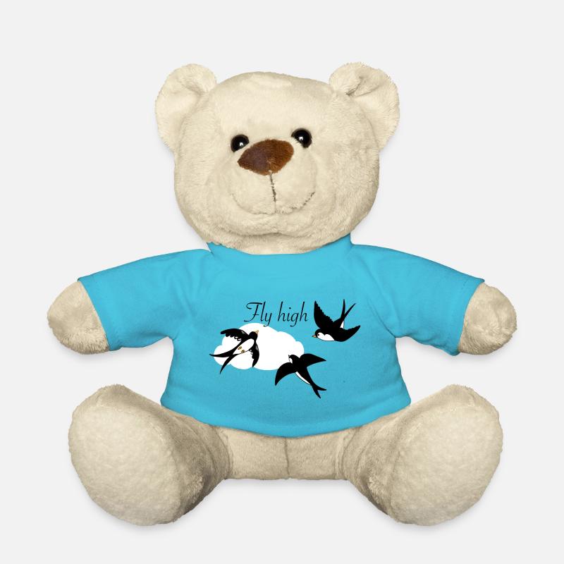 Stilvolle Schwalben im Flug mit Wolke - Teddy - Atollblau