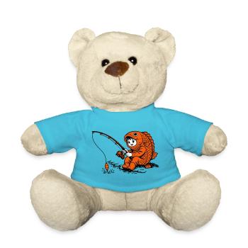 Junge im Fischkostüm angelt - Teddy - Atollblau - Vorne