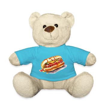 Colored Hot Dog Illustration - Teddy Bear - atoll blue - Front