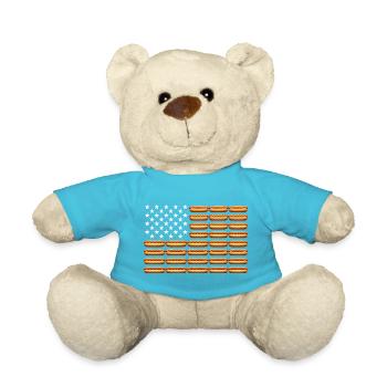 4th of July American Flag Hot Dog – Lus - Teddy Bear - atoll blue - Front