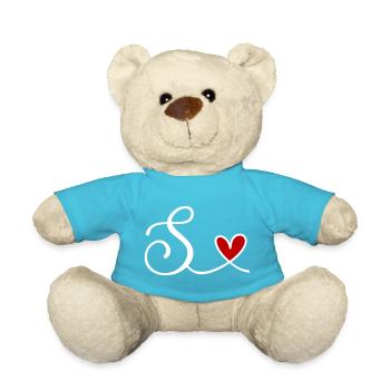 S Initiale mit Herz - Teddy - Atollblau - Vorne