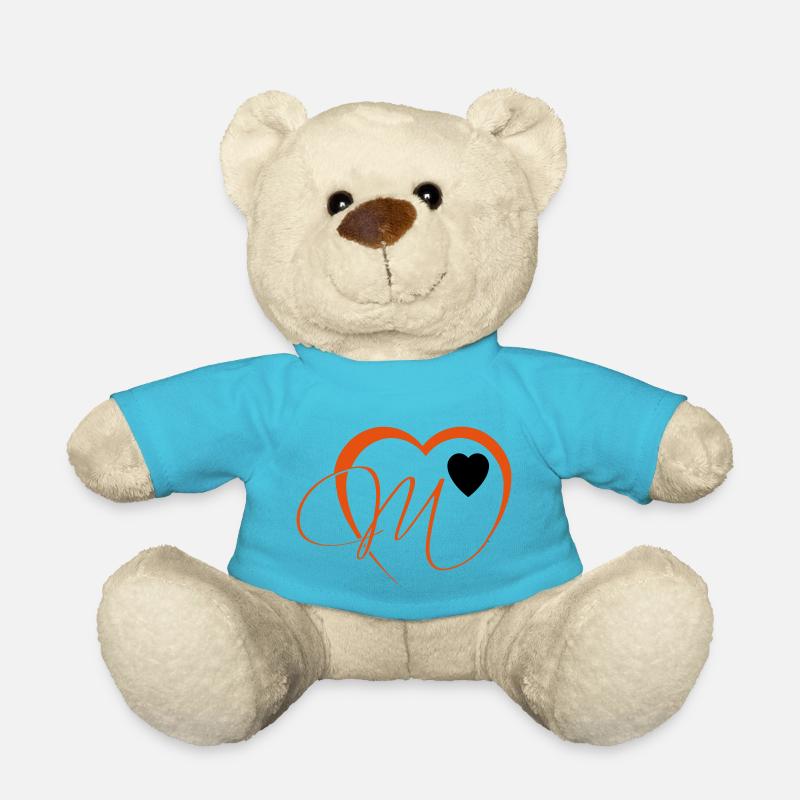 Valentinstag Herz mit Buchstabe M - Teddy - Atollblau