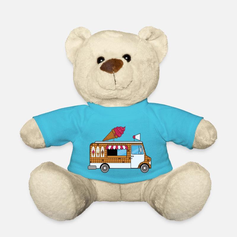 Eiswagen, Eisdiele,Eisverkäufer, Eiskrem, Waffle - Teddy - Atollblau
