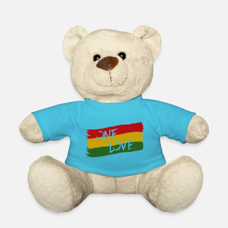 Reggae Jamaika One Love Reggaeton Rasta Flagge - Teddy - Atollblau