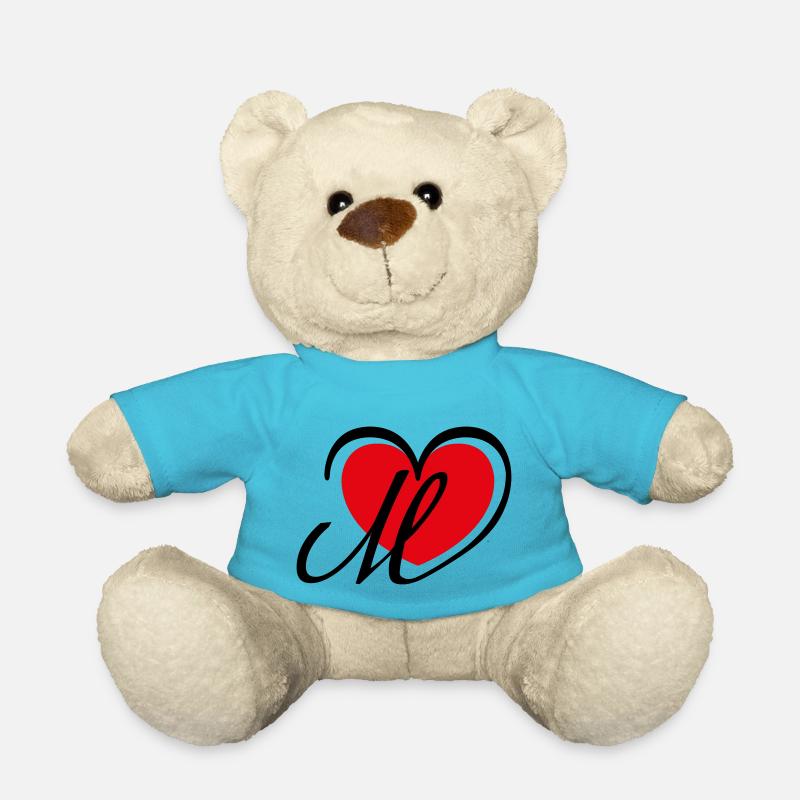 Liebe Herz Buchstabe M - Teddy - Atollblau