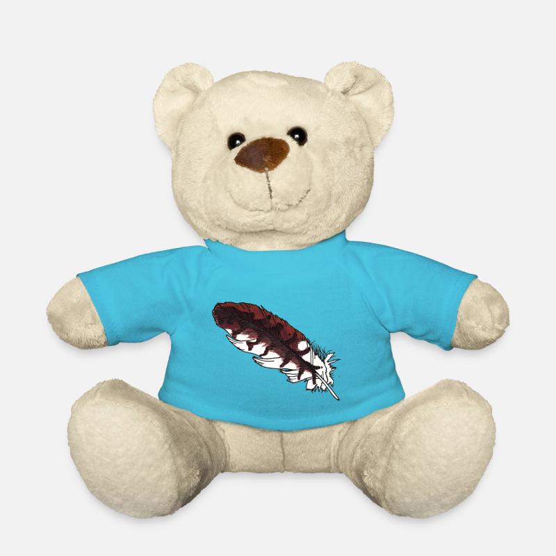 Kleine Braune Feder Handgezeichnet (Rotmilan) - Teddy - Atollblau