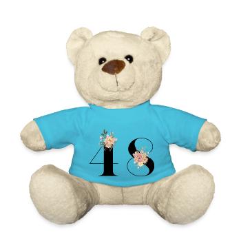Blumen zum 48-jährigen Jubiläum (Geschenk von 48 Jahren) - Teddy - Atollblau - Vorne