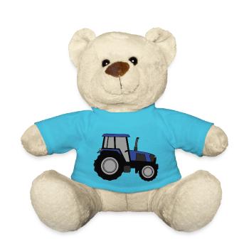 Traktor Illustration Geschenkidee - Teddy - Atollblau - Vorne