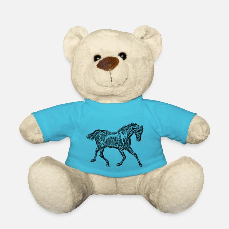 Horse black - Teddy Bear - atoll blue