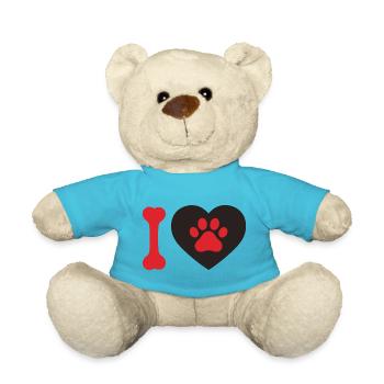 Heart with Paw and Bone Dog lover Geschenkidee - Teddy - Atollblau - Vorne