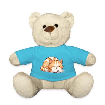 Cat Sleeping Sleep Shirt Pajamas Nightgown - Teddy Bear - atoll blue - Front