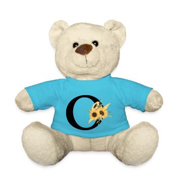 Sunflower Floral Letter O - Teddy Bear - atoll blue - Front