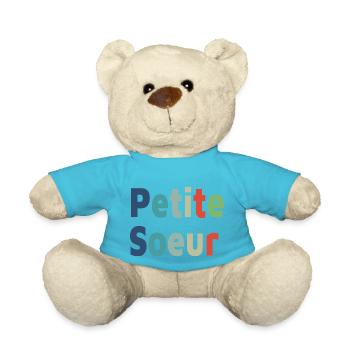 Geburt, kleine Schwester, Tochter - Teddy - Atollblau - Vorne