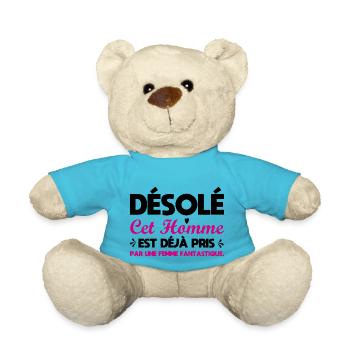 sorry this man is already taken - Teddy Bear - atoll blue - Front