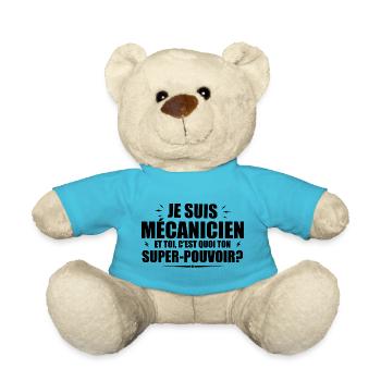 I am a mechanic. What's your superpower? - Teddy Bear - atoll blue - Front