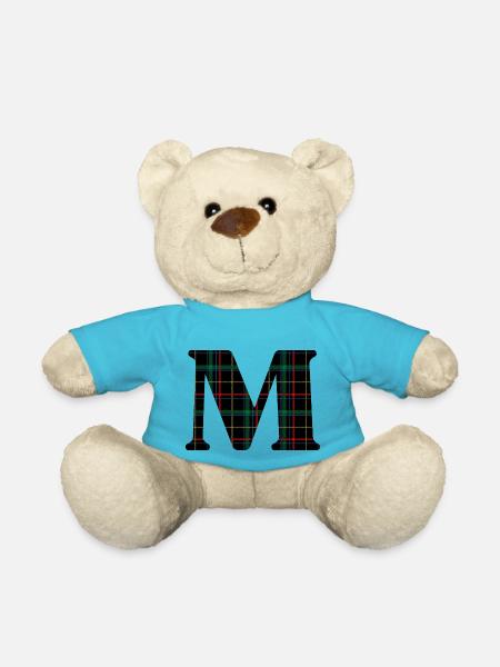 Monogramme m tartan écossais - Nounours - bleu outremer