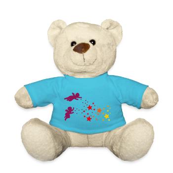 Weihnachtssterne und Engel Sternenengel Gelb Rot - Teddy - Atollblau - Vorne