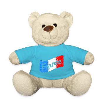 Frankreich Fahne - Teddy - Atollblau - Vorne