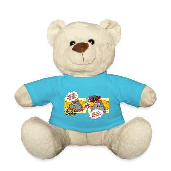 Vogelwitz: Fäkal-Showdown Cartoon - Teddy - Atollblau - Vorne