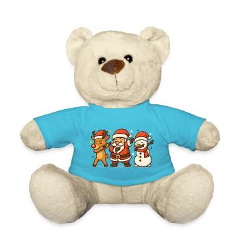Papa Noël Renne, bonhomme de neige en train de faire du dabbing - Nounours - bleu outremer - Devant