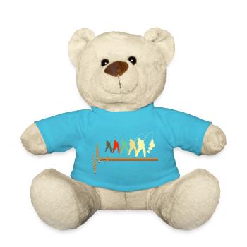 Retro Fishing Heartbeat EKG Pulse Fisherman Lover - Teddy Bear - atoll blue - Front