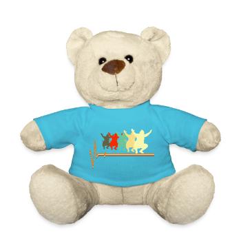 Sumo Wrestler Heartbeat Retro Japanese Martial Art - Teddy Bear - atoll blue - Front