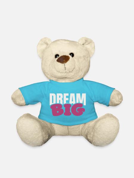 Dream Big Bold Pink Typography - Teddy Bear - atoll blue