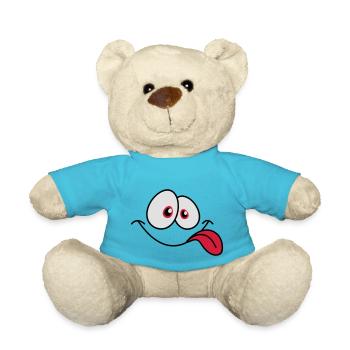 Smiling Comic Face Cool Tongue Sticking Out - Teddy Bear - atoll blue - Front