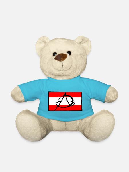 Anarchie Symbol auf rotem Hintergrund - Teddy - Atollblau