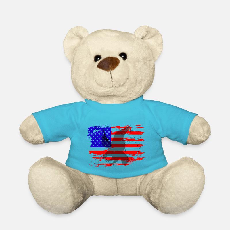 US Flagge mit Adler Greifvogel - Teddy - Atollblau