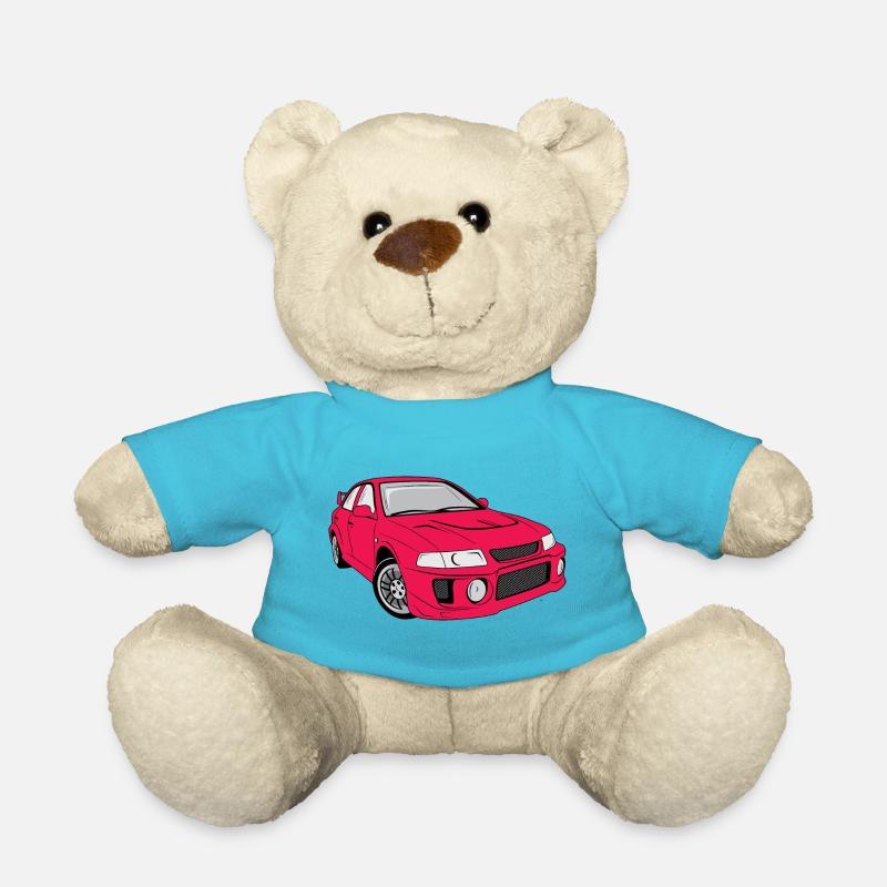 Voiture rouge rétro - Nounours - bleu outremer