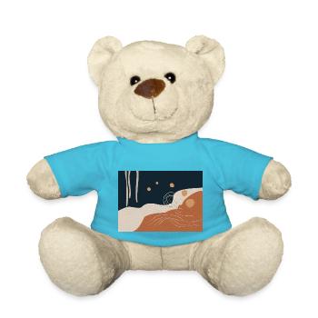 Abstract Go with the Flow 1 in Navy and Ochre - Teddy Bear - atoll blue - Front