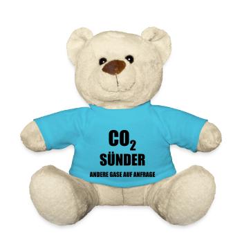 Design "CO2 Sünder .. Andere Gase auf Anfrage" - Teddy - Atollblau - Vorne