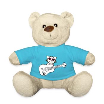 Cool Cute Kitty Cat Guitar - Cat Musician - Teddy Bear - atoll blue - Front