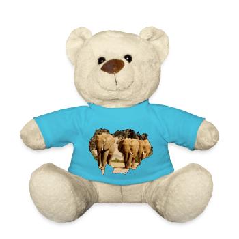 Elephants Africa in the Desert of Namibia I Gift - Teddy Bear - atoll blue - Front