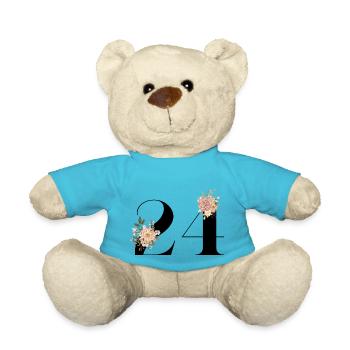 Blumen zum 24-jährigen Jubiläum (Geschenk von 24 Jahren) - Teddy - Atollblau - Vorne