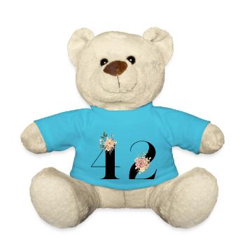 42nd Anniversary Flowers (Gift of 42 years) - Teddy Bear - atoll blue - Front