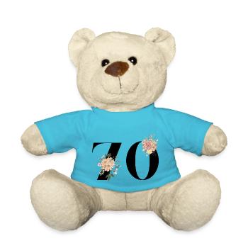 70th Anniversary Flowers (Gift of 70 years) - Teddy Bear - atoll blue - Front