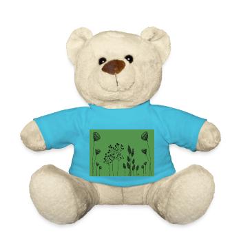 FIneline fleurs dessinant vert noir - Nounours - bleu outremer - Devant