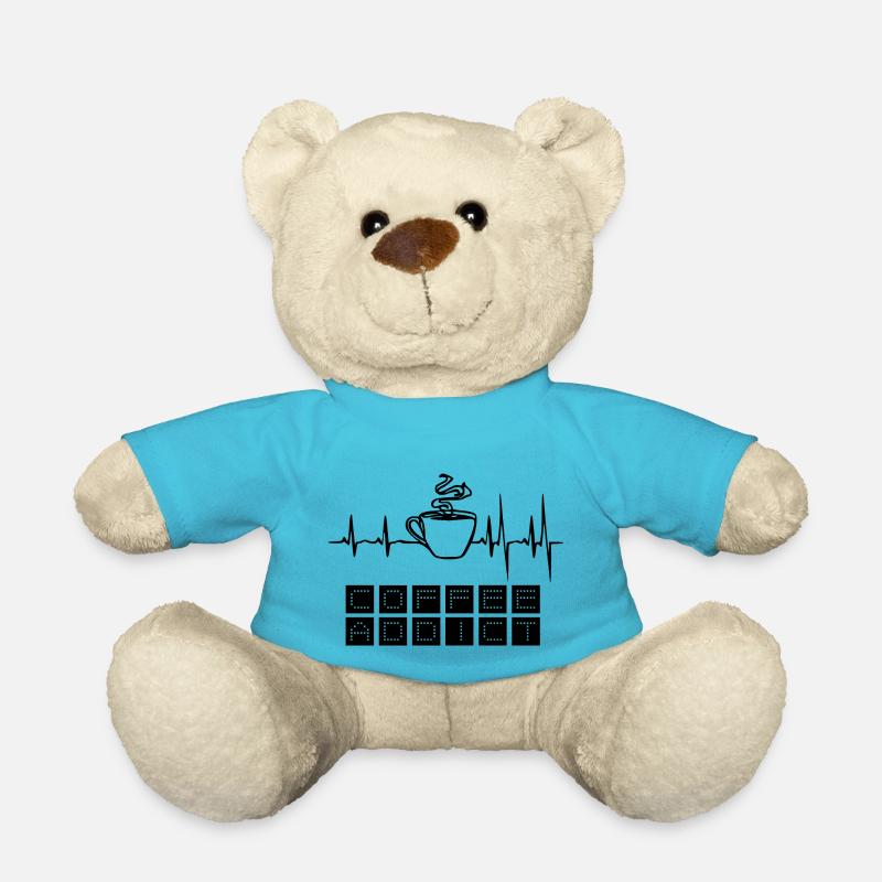 Heartbeat ECG Coffee Pulse Café Caféine Cadeau - Nounours - bleu outremer